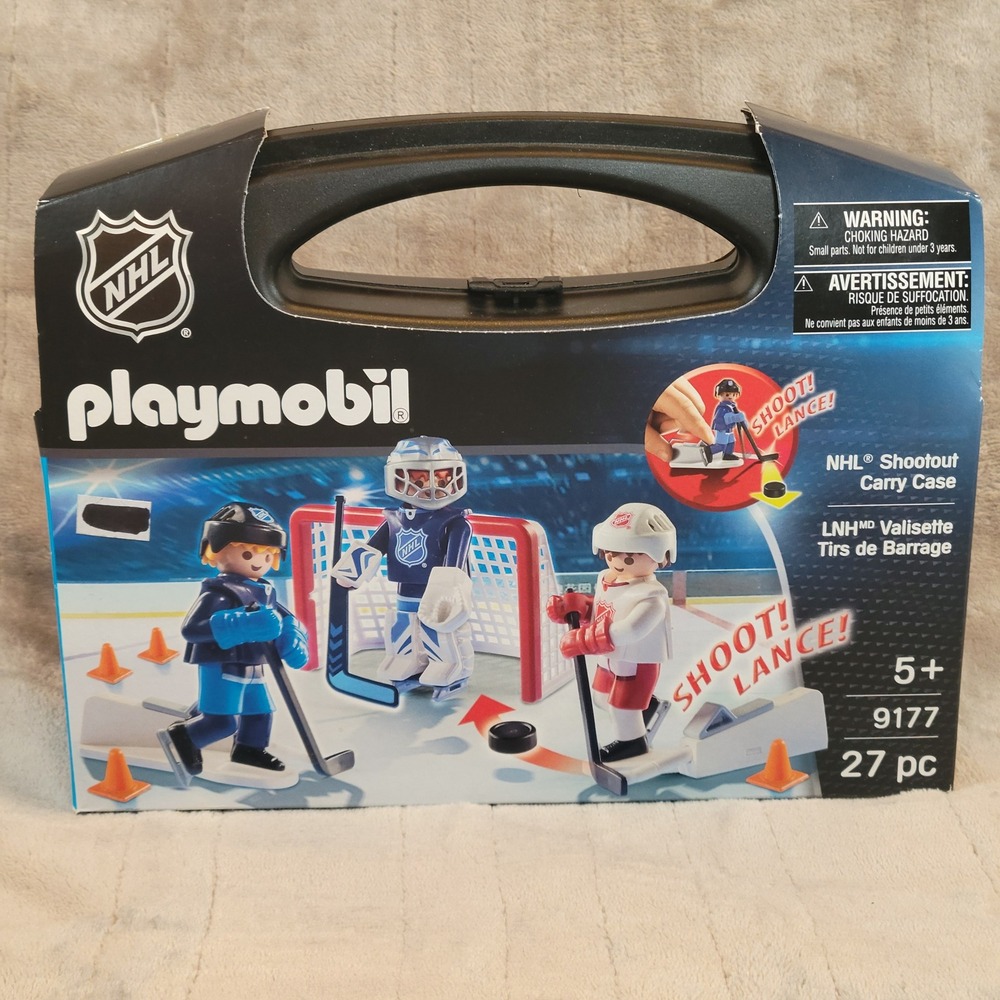 Playmobil NHL Shootout Carry Case Black Blue Red 27pc Set 9177 NEW